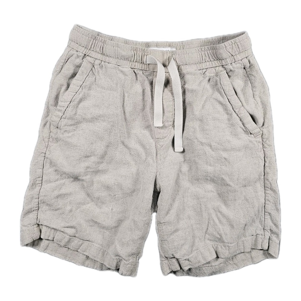 Zara Linen Blend Pull On Shorts Beige Elastic Waist Womens Medium Distressed - Picture 1 of 10